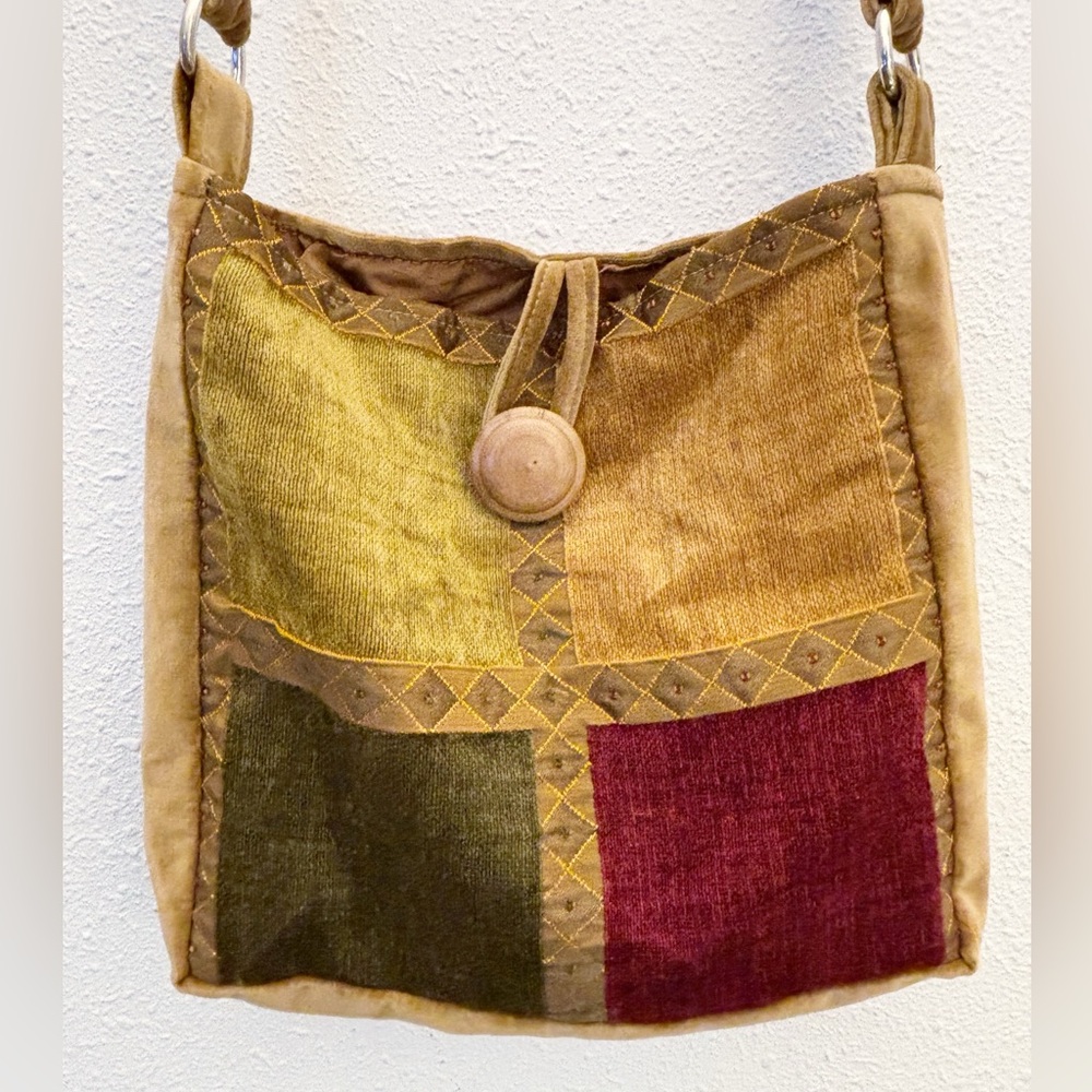 Hippy Boho Patchwork Festival Cloth Shoulder Crossbody Bag in Multicolor Large